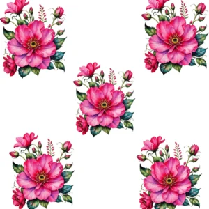 AryaSetu Enterprise 5 inch Flower DTF Heat Transfer Sticker for Suit Fabric,Kurti, Dress, T Shirt Self Adhesive Sticker (Pack of 5)