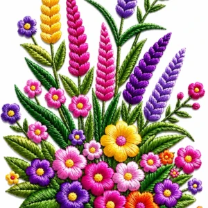 AryaSetu Enterprise 6 inch Multicolor Lavender Wildflower Bunch DTF Heat Transfer Patch for Suit Tee Self Adhesive Sticker (Pack of 5)